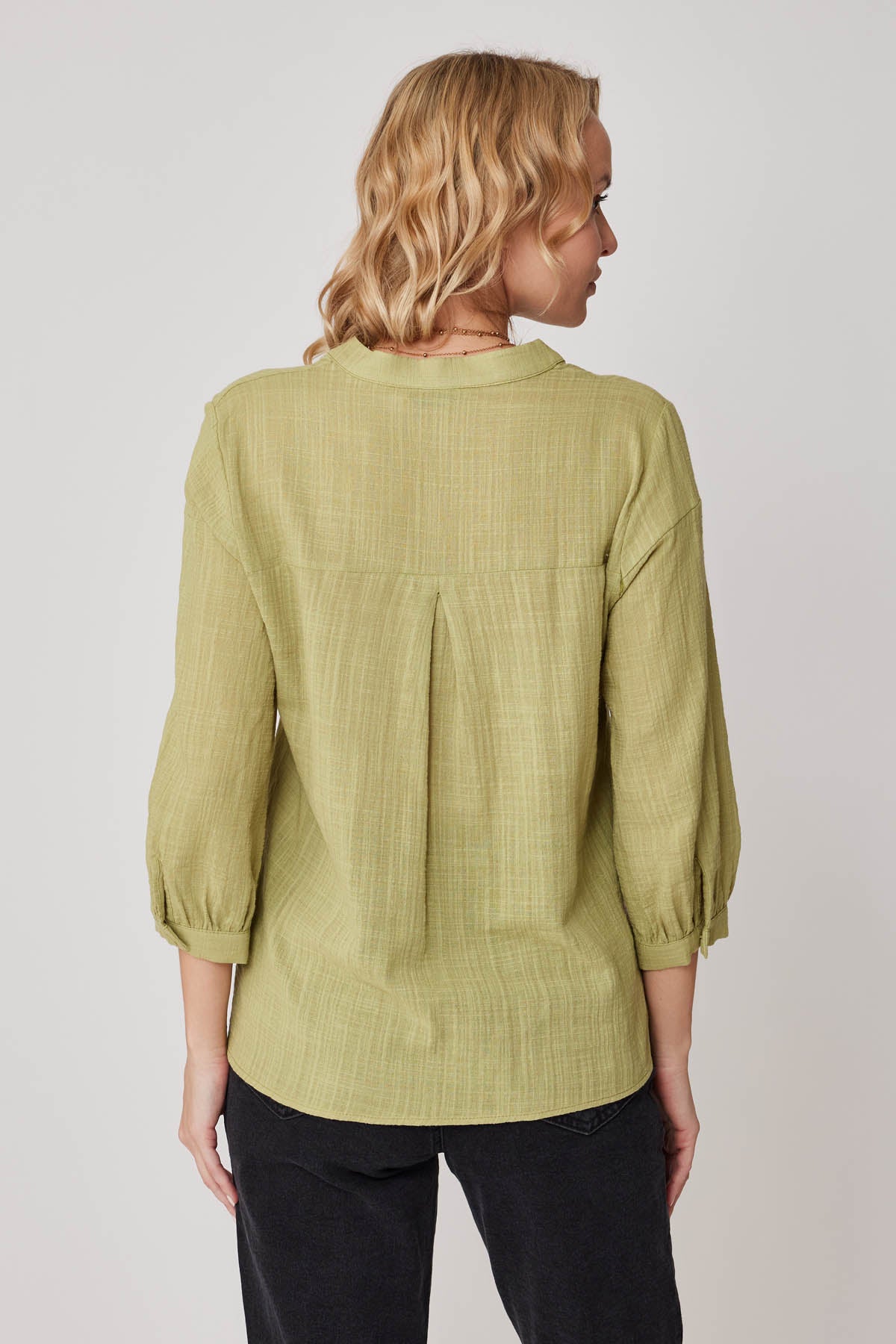 VISCOSE LINEN JUDGE COLLAR BLOUSE