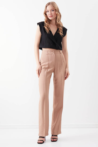 VISCOSE FLAXEN FRONT STITCH TROUSERS