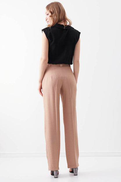 VISCOSE FLAXEN FRONT STITCH TROUSERS