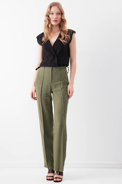 VISCOSE FLAXEN FRONT STITCH TROUSERS