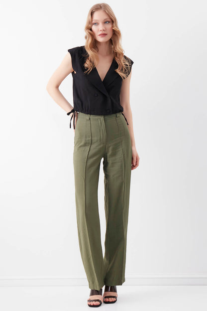 VISCOSE FLAXEN FRONT STITCH TROUSERS