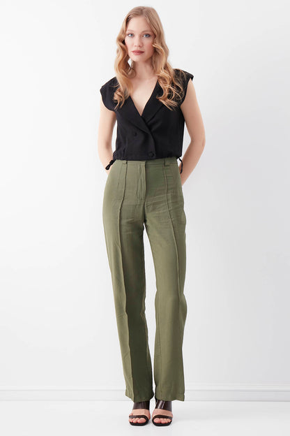 VISCOSE FLAXEN FRONT STITCH TROUSERS