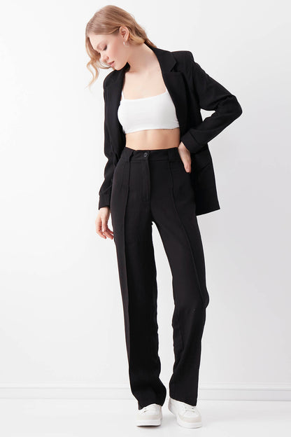 VISCOSE FLAXEN FRONT STITCH TROUSERS
