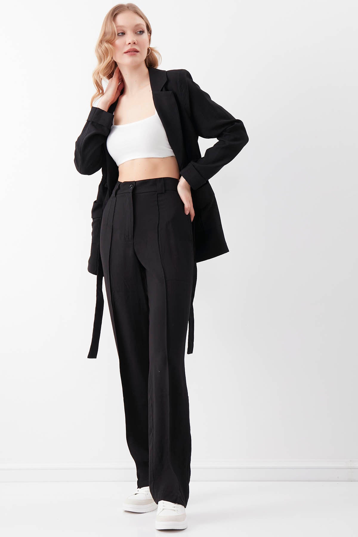 VISCOSE FLAXEN FRONT STITCH TROUSERS