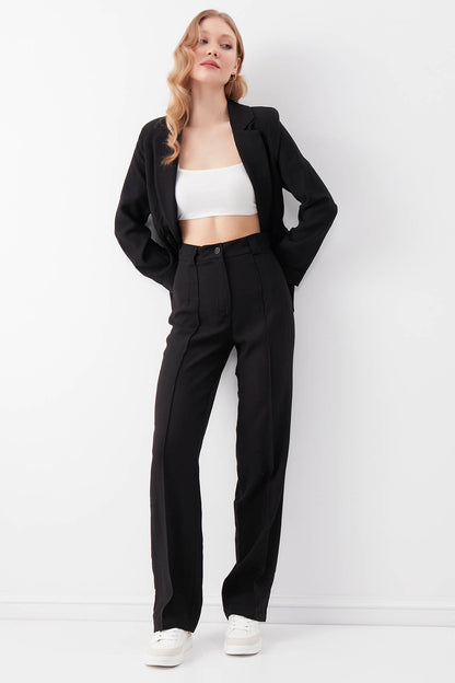 VISCOSE FLAXEN FRONT STITCH TROUSERS