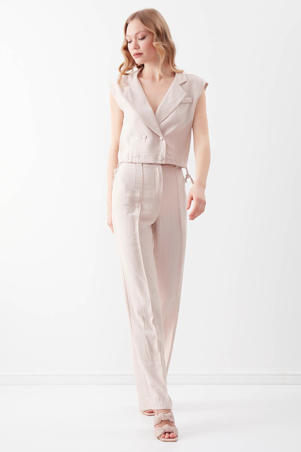 VISCOSE FLAXEN FRONT STITCH TROUSERS