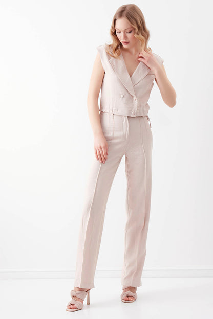 VISCOSE FLAXEN FRONT STITCH TROUSERS