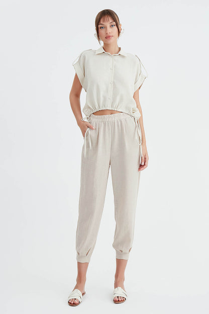VISCOSE FLAXEN POLLEN TROUSERS