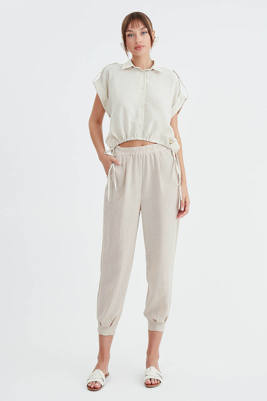 VISCOSE FLAXEN POLLEN TROUSERS