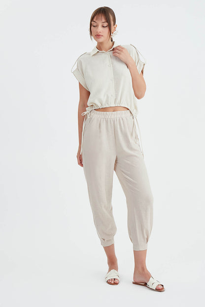 VISCOSE FLAXEN POLLEN TROUSERS