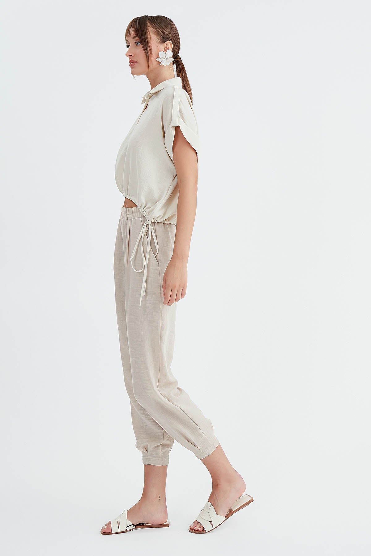 VISCOSE FLAXEN POLLEN TROUSERS
