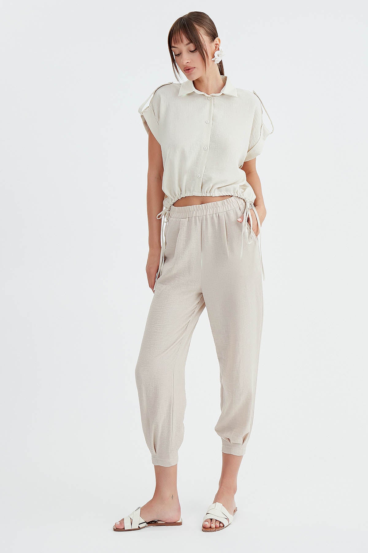 VISCOSE FLAXEN POLLEN TROUSERS