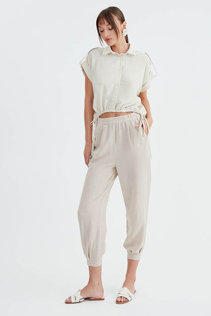 VISCOSE FLAXEN POLLEN TROUSERS