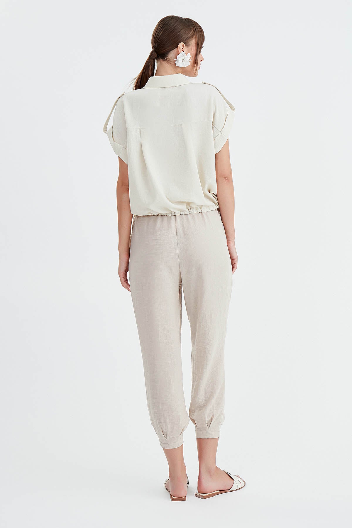 VISCOSE FLAXEN POLLEN TROUSERS
