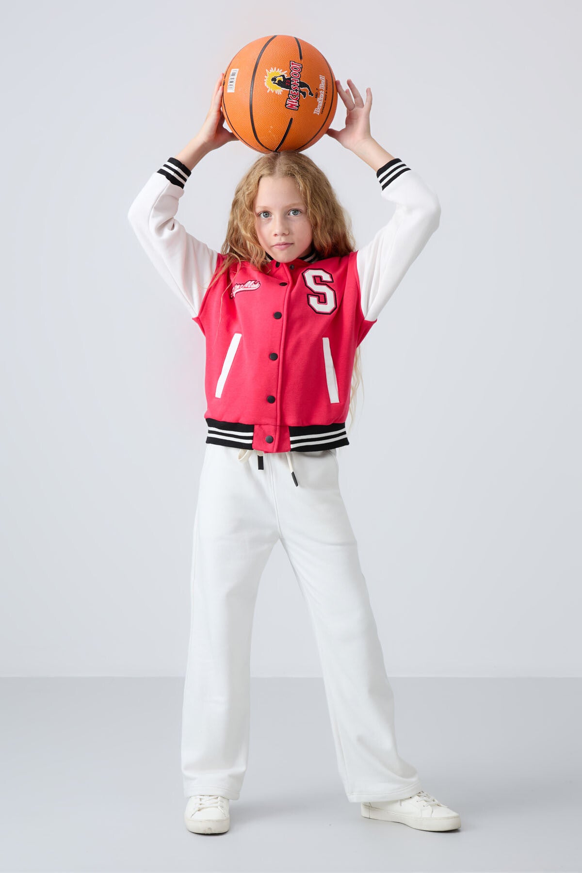 Viva Red Cotton Fluffy Lined Soft Textured Standard Fit Embroidered Girls' College Jacket - 75163