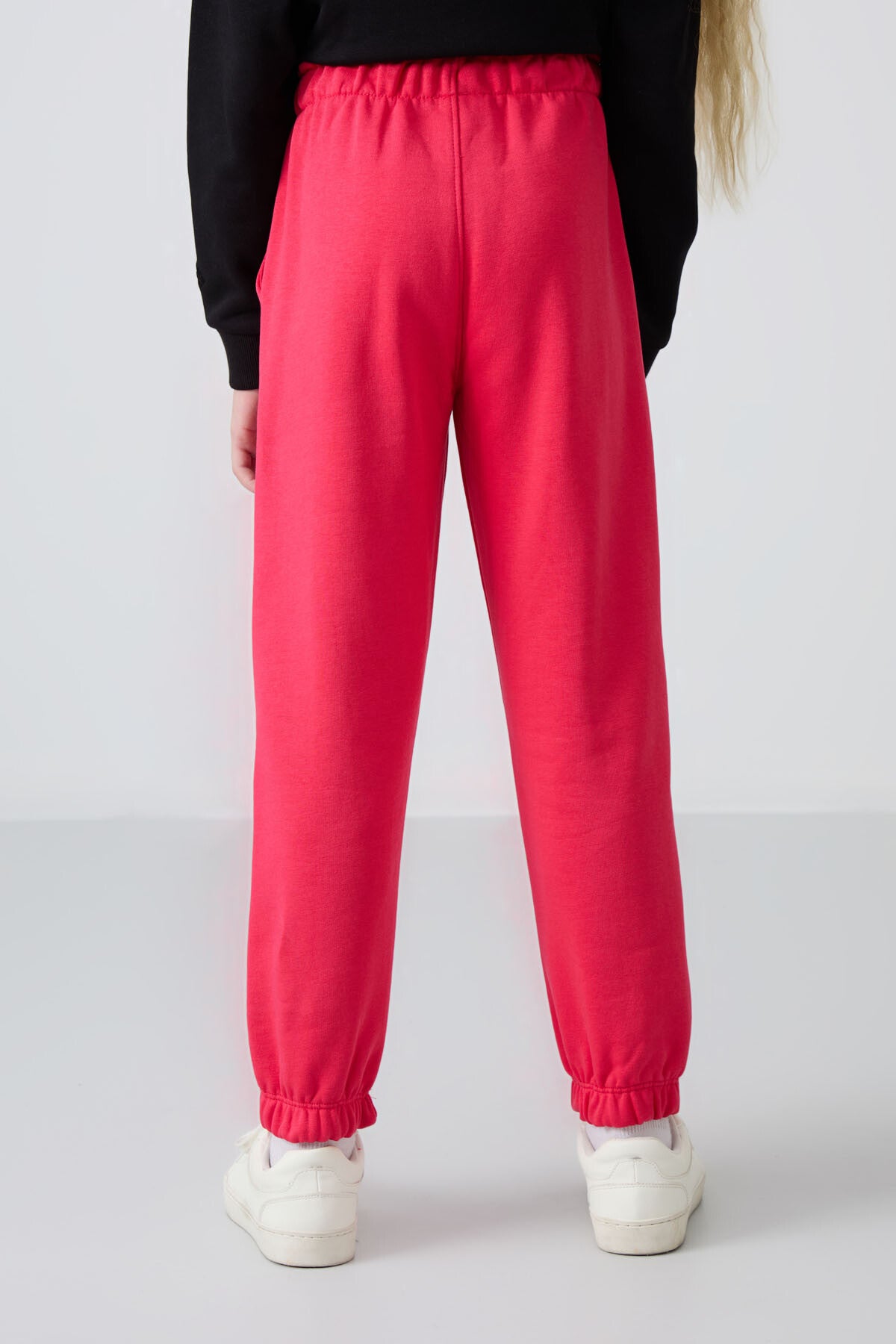 Viva Red Cotton Fleece-Lined Soft Textured Standard Fit Embroidered Girls' Tracksuit Bottom - 75158