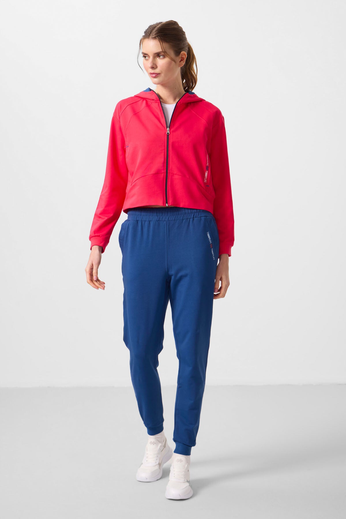 Viva Red-Parliament Hooded Zippered Oversize Women's Tracksuit Set - 95328