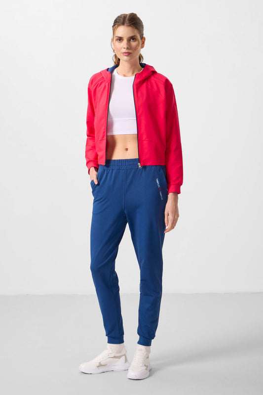 Viva Red-Parliament Hooded Zippered Oversize Women's Tracksuit Set - 95328