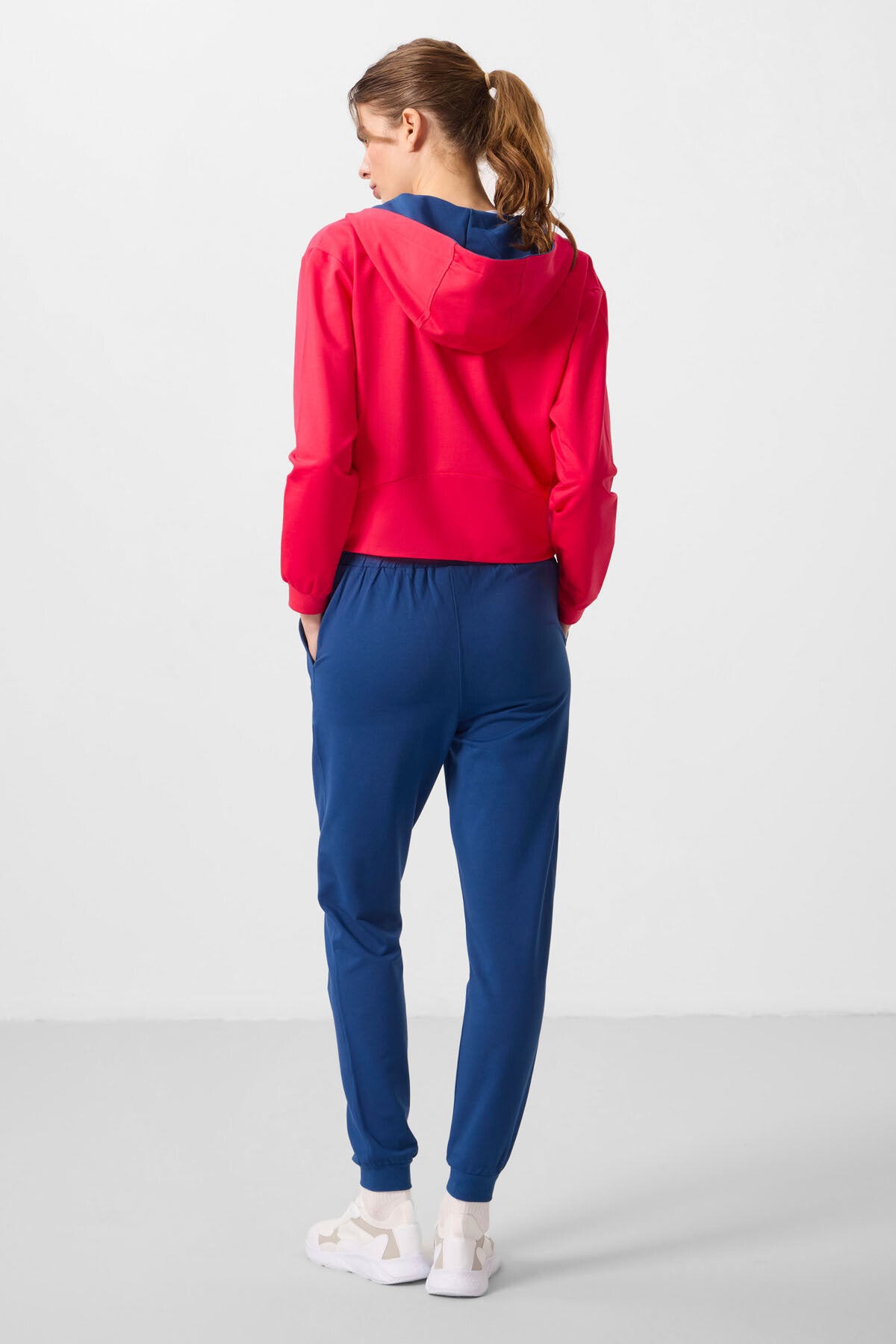 Viva Red-Parliament Hooded Zippered Oversize Women's Tracksuit Set - 95328