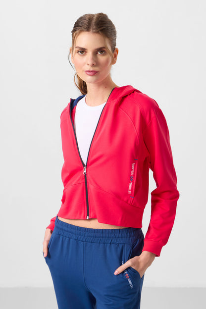 Viva Red-Parliament Hooded Zippered Oversize Women's Tracksuit Set - 95328