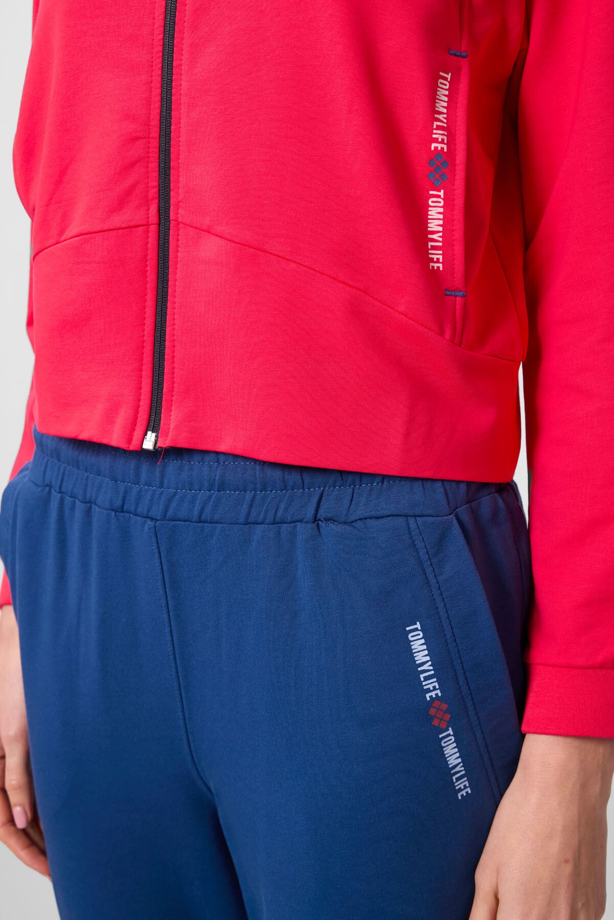 Viva Red-Parliament Hooded Zippered Oversize Women's Tracksuit Set - 95328