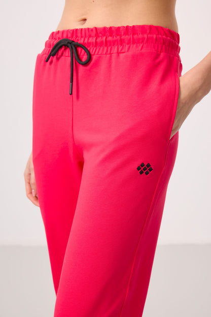 Viva Red Stand Collar Zippered Comfort Fit Women's Tracksuit Tunic Set - 95345