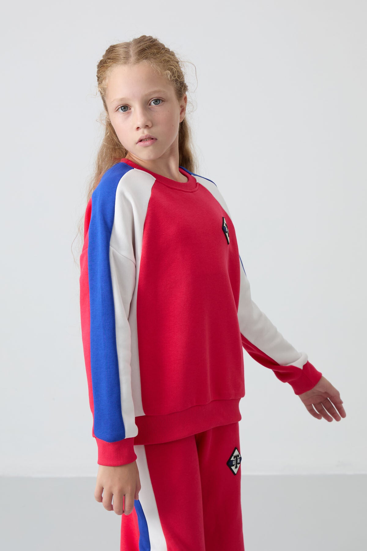 Viva Red Cotton Fleece-Lined Soft Textured Standard Fit Printed Girls' Tracksuit Set - 75165