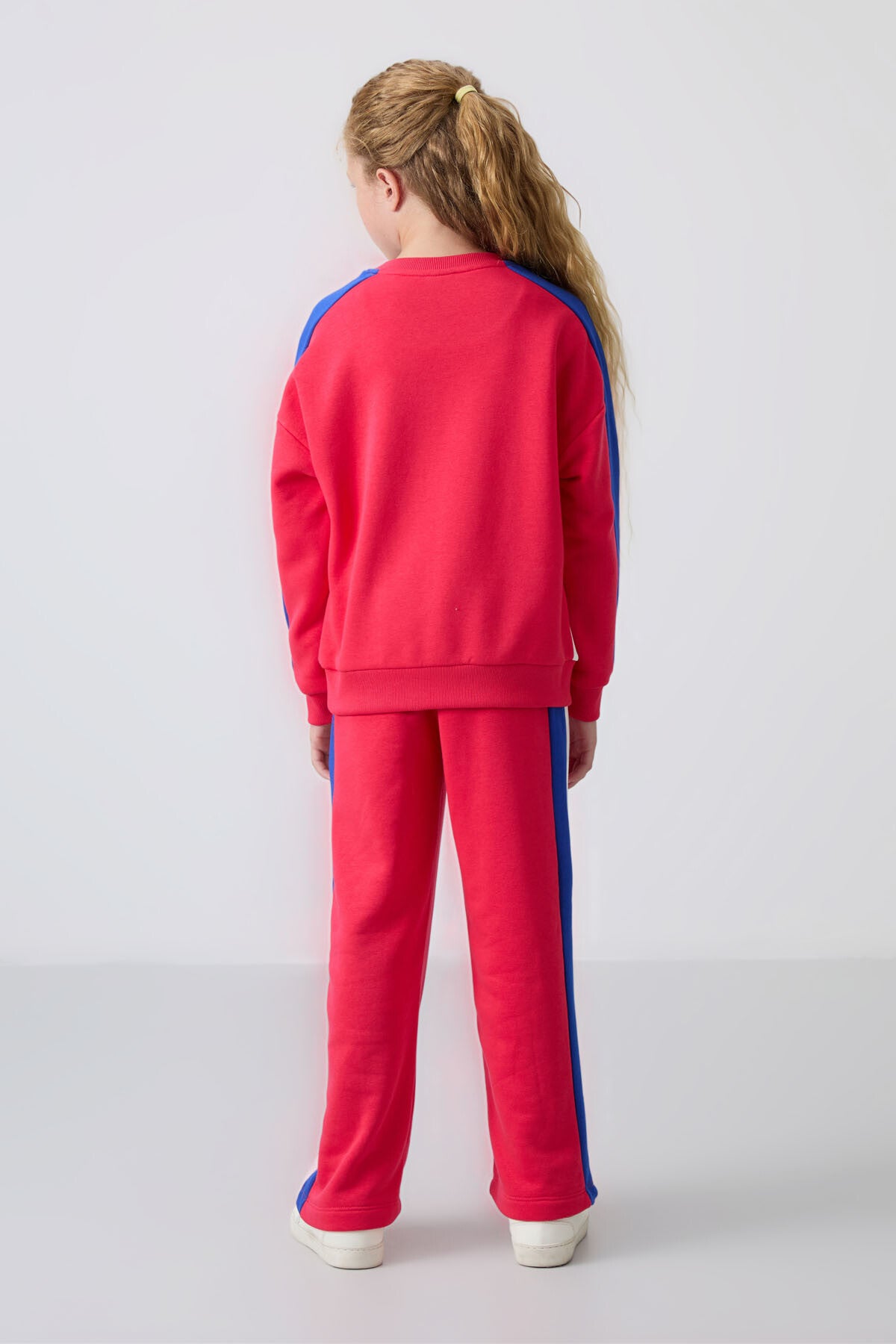Viva Red Cotton Fleece-Lined Soft Textured Standard Fit Printed Girls' Tracksuit Set - 75165