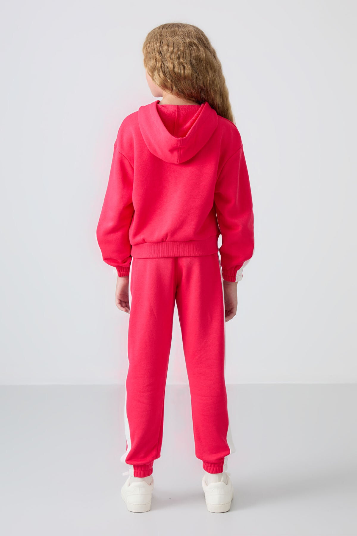 Viva Red Cotton Fleece-Lined Soft Textured Standard Fit Printed Girls' Tracksuit Set - 75166