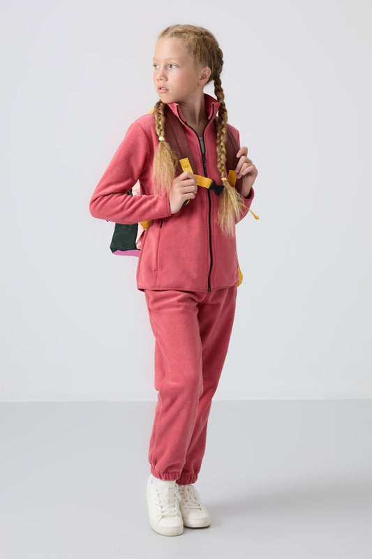 Wild Rose Thick Soft Textured Standard Fit Embroidered Fleece Girls' Sweatshirt - 75154