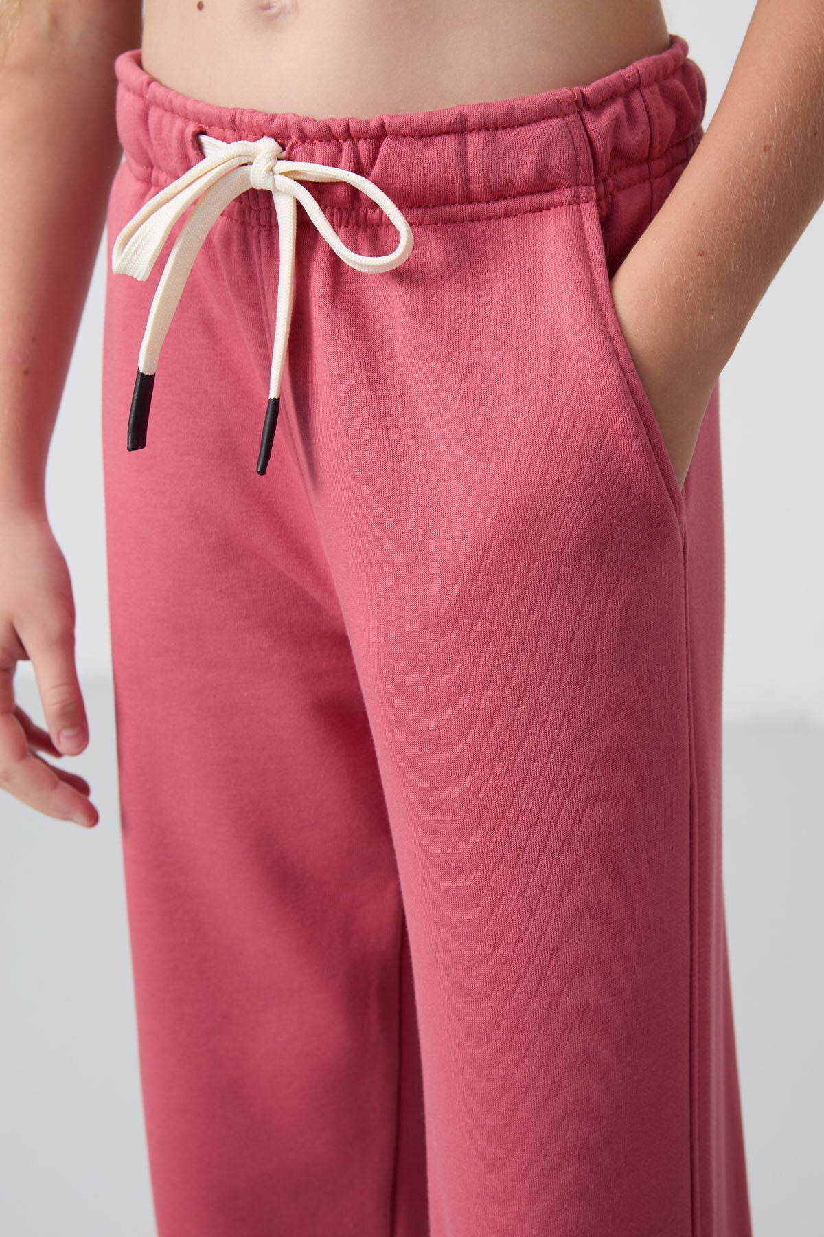 Wild Rose Cotton Lined Fleece Soft Textured Standard Fit Embroidered Girls' Tracksuit Bottom - 75146