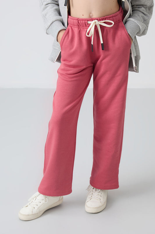 Wild Rose Cotton Lined Fleece Soft Textured Standard Fit Embroidered Girls' Tracksuit Bottom - 75146