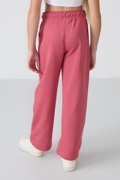 Wild Rose Cotton Lined Fleece Soft Textured Standard Fit Embroidered Girls' Tracksuit Bottom - 75146