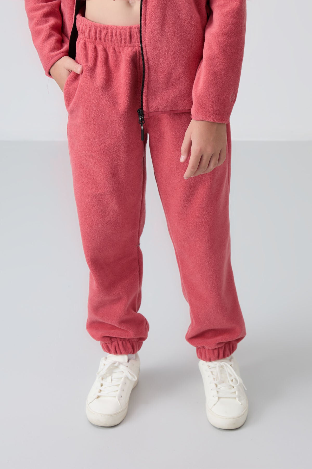 Wild Rose Thick Soft Textured Standard Fit Embroidered Fleece Girls' Tracksuit Bottom - 75155