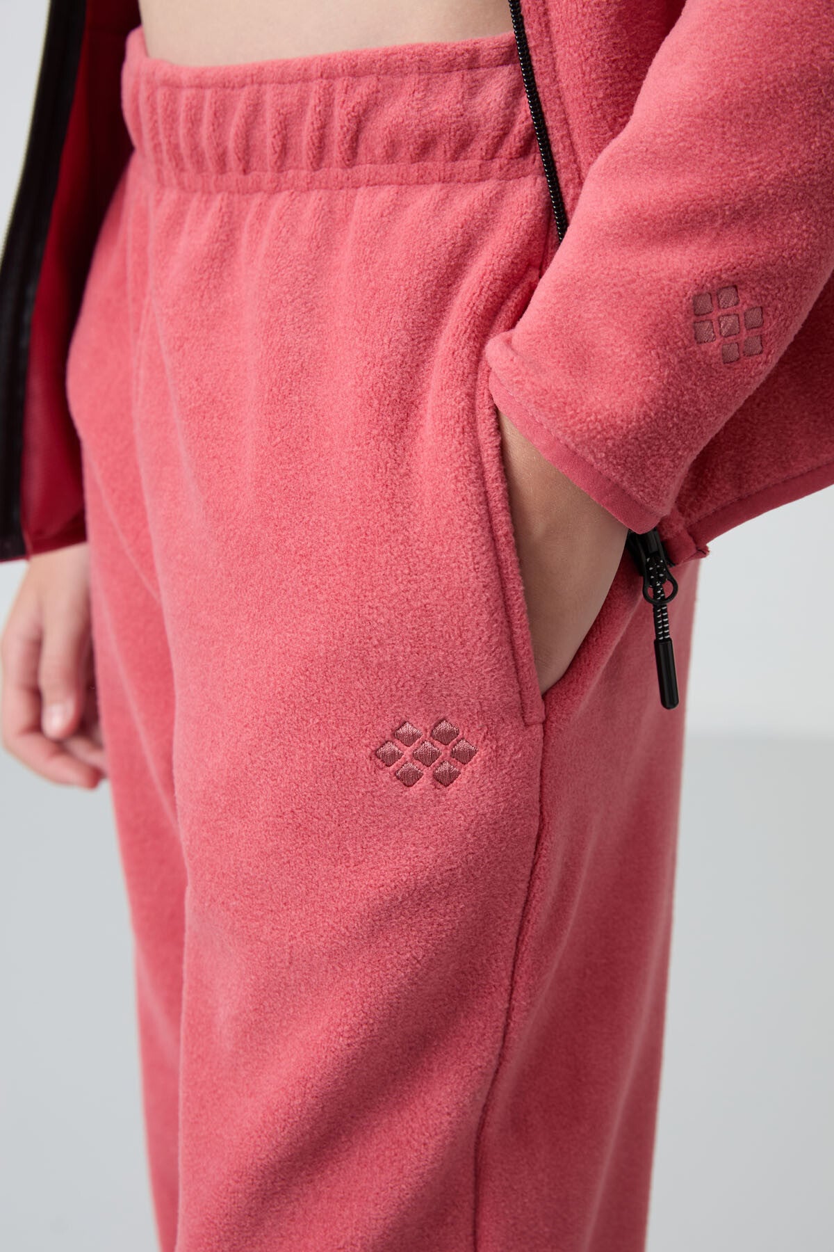 Wild Rose Thick Soft Textured Standard Fit Embroidered Fleece Girls' Tracksuit Bottom - 75155