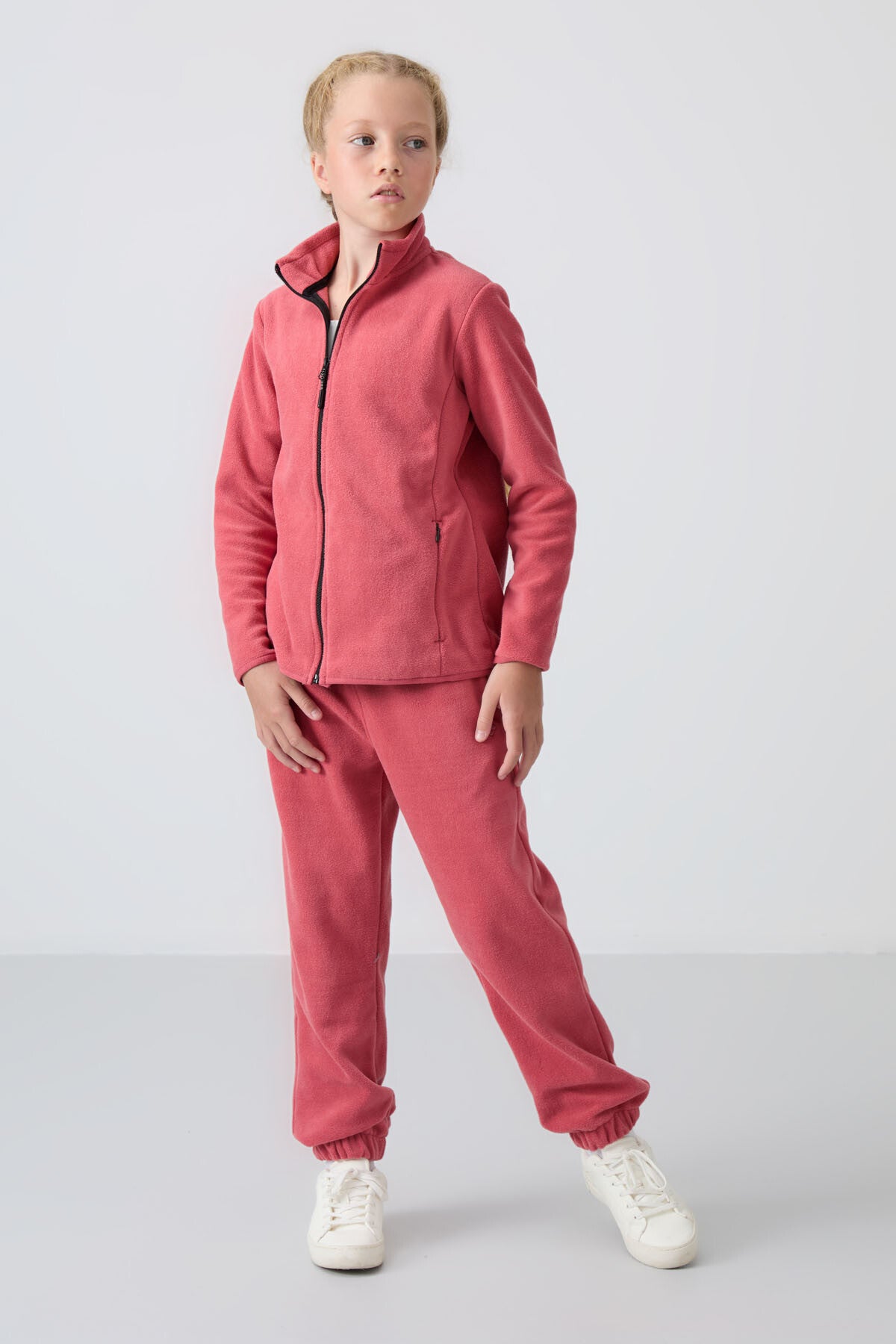 Wild Rose Thick Soft Textured Standard Fit Embroidered Fleece Girls' Tracksuit Bottom - 75155