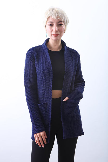 OPEN KNITTED CARDIGAN WITH POCKETS