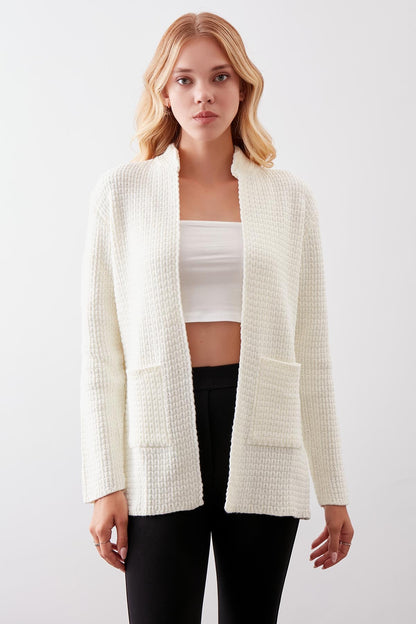 OPEN KNITTED CARDIGAN WITH POCKETS
