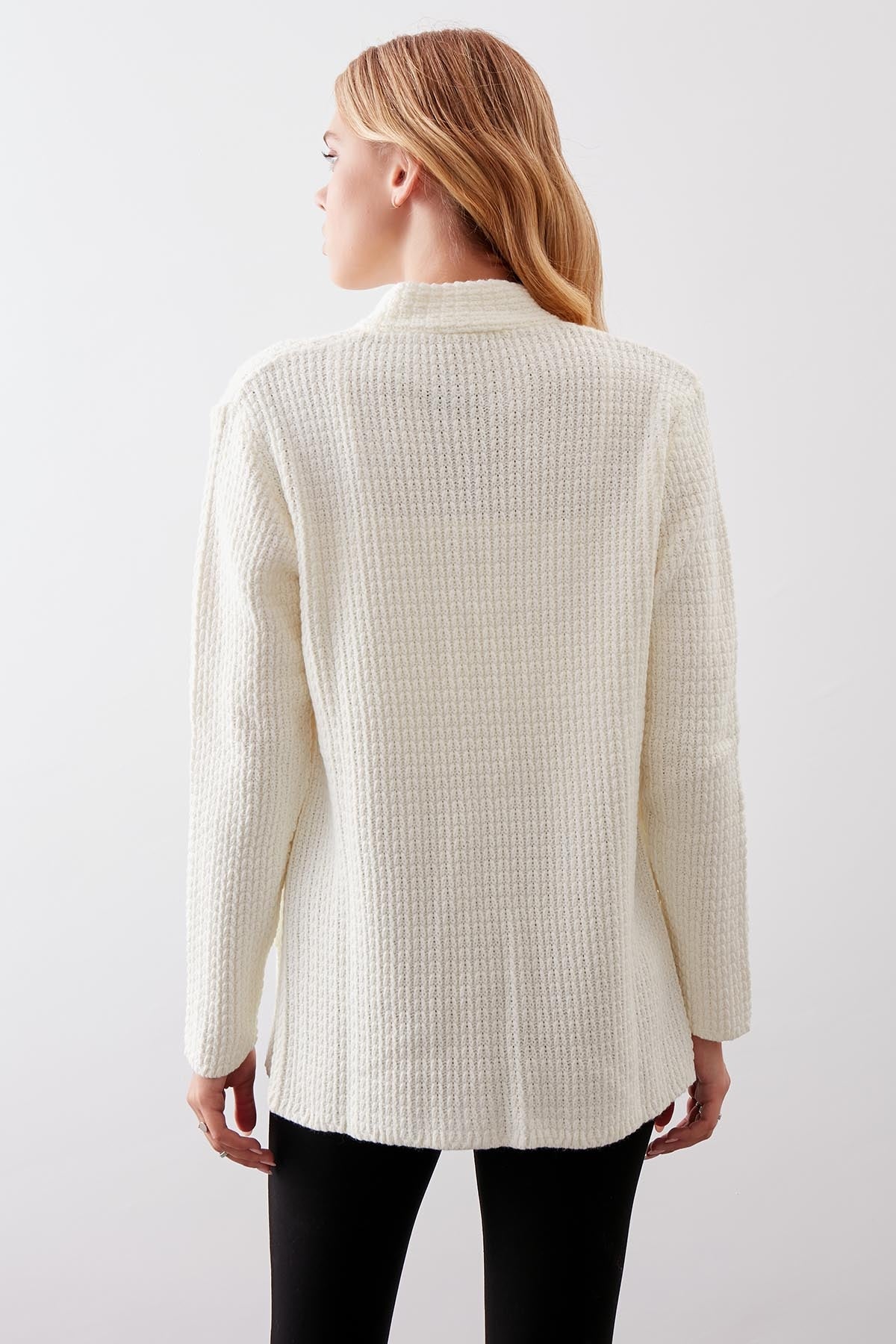 OPEN KNITTED CARDIGAN WITH POCKETS