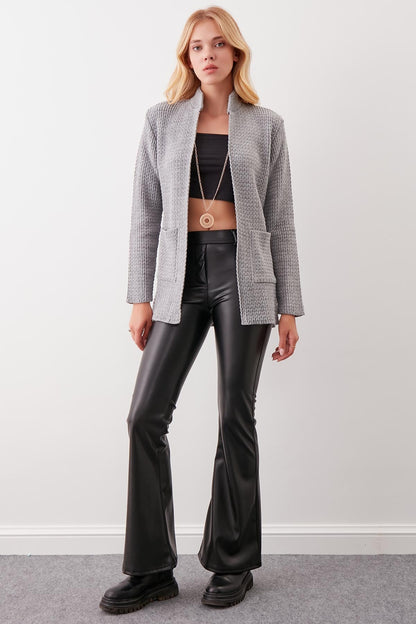 OPEN KNITTED CARDIGAN WITH POCKETS