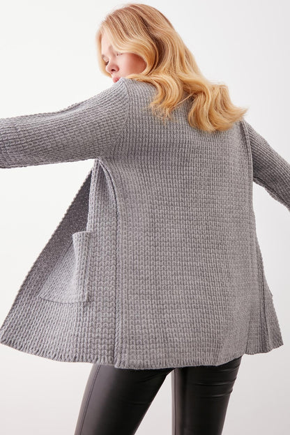 OPEN KNITTED CARDIGAN WITH POCKETS