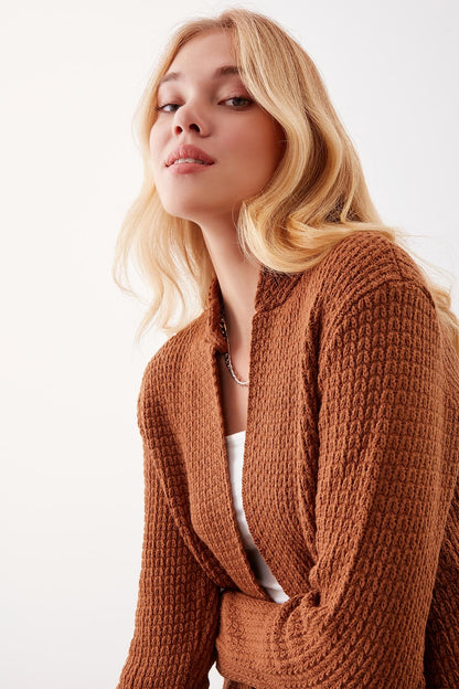 OPEN KNITTED CARDIGAN WITH POCKETS