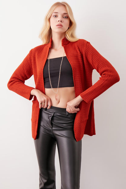 OPEN KNITTED CARDIGAN WITH POCKETS
