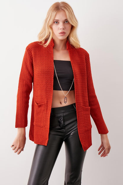 OPEN KNITTED CARDIGAN WITH POCKETS