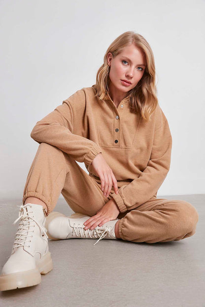 HODDIE SWEATSHIRT WITH ELASTANE SLEEVE END