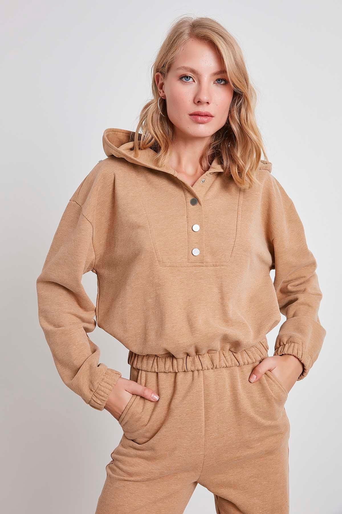 HODDIE SWEATSHIRT WITH ELASTANE SLEEVE END