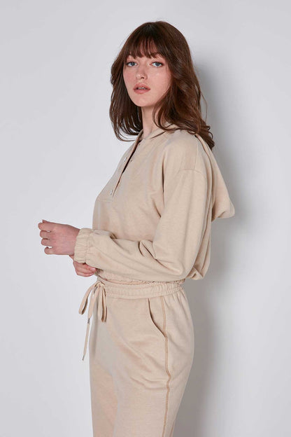HODDIE SWEATSHIRT WITH ELASTANE SLEEVE END