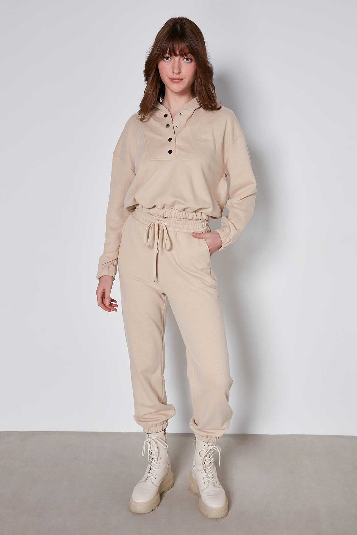 HODDIE SWEATSHIRT WITH ELASTANE SLEEVE END