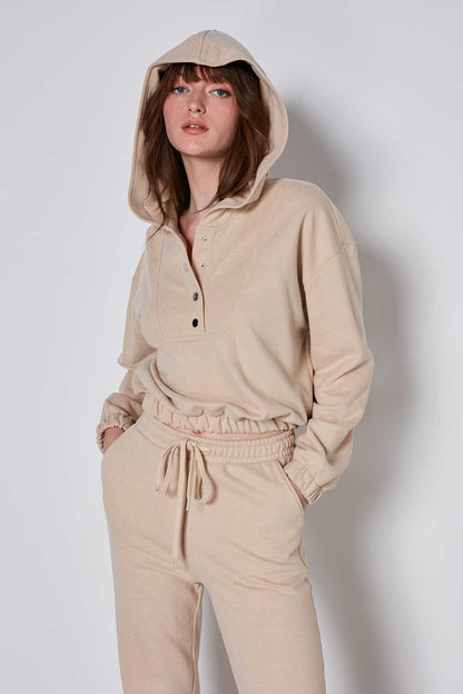 HODDIE SWEATSHIRT WITH ELASTANE SLEEVE END