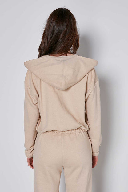 HODDIE SWEATSHIRT WITH ELASTANE SLEEVE END
